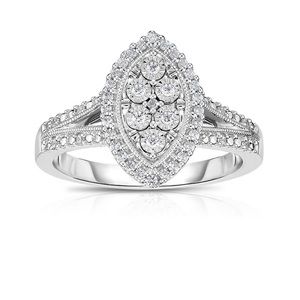 Genuine White Diamond Sterling Silver Ring